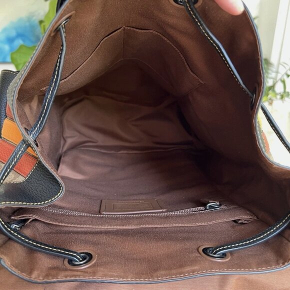 New*Coach Hudson Backpack - Signature Canvas/ Varsity Stripe
